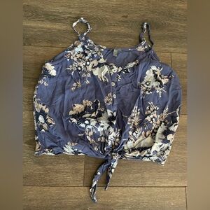 Sz girls large Floral Blue girls tie crop Top